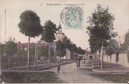 Delcampe - PONTVALLAIN  Boulevard De La GARE  ( Plan Animé )( Pli Coin Inférieur  Gauche ) - Pontvallain