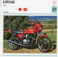 Delcampe - Kawasaki Z 500  -  1979 - Moto De Tourisme -  Fiche Technique/Carte De Collection - Motorräder