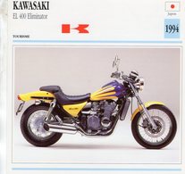 Delcampe - Kawasaki EL 400 Eliminator  -  1994 - Moto De Tourisme -  Fiche Technique/Carte De Collection - Motorräder
