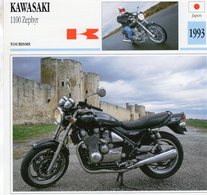 Delcampe - Kawasaki 1100 Zephyr  -  1993 - Moto De Tourisme -  Fiche Technique/Carte De Collection - Motorräder