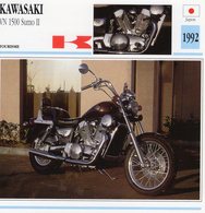 Delcampe - Kawasaki VN 1500 Sumo II  -  1992 - Moto De Tourisme -  Fiche Technique/Carte De Collection - Motorräder