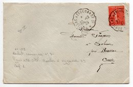 1929--Lettre Pour BOUSSAC-23-type Semeuse-cachet Ambulant Type I"Aurillac à Eygurande "vignette Tuberculose 1929 Au Dos - 1921-1960: Modern Period