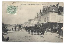 Delcampe - JOIGNY - Quai De Paris, Défilé Du 1er Dragons - Joigny