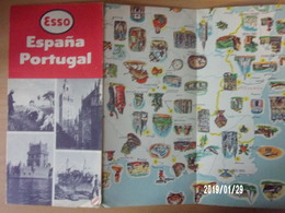 Delcampe - Carte Routière Esso Espagne & Portugal - 1956 - Strassenkarten