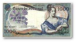 1000 Escudos - Ch. 10 - 19/05/1967 - P 172 - Sign. 14 - Serie NKT - 6 Digit Serial # - Used - D. Maria II - PORTUGAL - Portugal