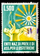 CASSA PREVIDENZA OSTETRICHE - EMISSIONE 1958 - 1 ESEMPLARE £. 500 - USATO - Revenue Stamps