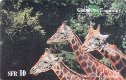 SWITZERLAND - Animal World 1 Giraffes , Global One Prepaid Card Fr.10, Tirage 20.000, Used - Schweiz