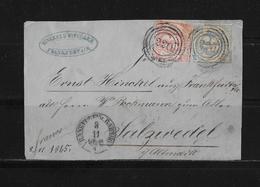 1865 AD Thurn & Taxis Brief Vorderseite Frankfurt Salzwedel - Lettres & Documents