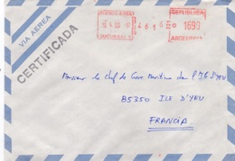 ARGENTINE  :  Affranchissement Mécanique Sur Lettre " Certificada " Pour La France - Storia Postale