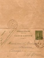 TB 2448 - Entier Postal Type Semeuse - Carte - Lettre - CHAMONIX Pour CONGIS ( S & M ) - Letter Cards