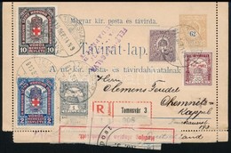 1916 Ajánlott Távirat Lap Németországba Küldve, Többszörös Cenzúrával, összesen 1,20K Előlapi Bérmentesítéssel, Takarékb - Sonstige & Ohne Zuordnung