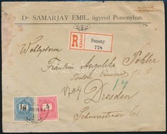 1899 Ajánlott Céges Levél 15kr Bérmentesítéssel Pozsonyból Németországba, Levélzáróval - Sonstige & Ohne Zuordnung