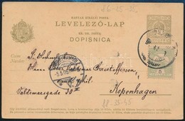 1905 Díjjegyes Levelezőlap 5f Kiegészítéssel Dániába - Sonstige & Ohne Zuordnung