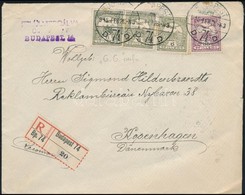 1915 Ajánlott Cenzúrás Levél 53f Bérmentesítéssel, G.G. Céglyukasztásos Bélyegekkel Dániába - Other & Unclassified