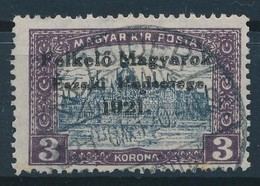 O Nyugat-Magyarország 1921 Parlament 3K Hármas Lyukasztással, Bodor Vizsgálójellel (25.000) - Other & Unclassified