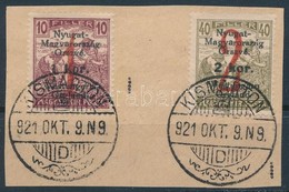 Nyugat-Magyarország VI 1921 1K/10f és 2K/40f Kivágáson, Bodor Vizsgálójellel - Other & Unclassified