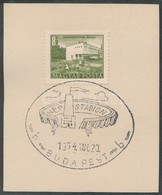 1954 Épületek 8f 'NÉPSTADION' Alkalmi Bélyegzéssel Kivágáson - Other & Unclassified