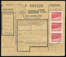 1953 Csomagszállító 14 X 60f Bérmentesítéssel / Parcel Card Franked With 14 X Mi 1189 - Andere & Zonder Classificatie