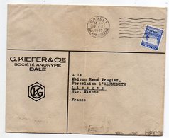 Suisse-1935--Lettre De BALE  Pour LIMOGES-87 (France)-timbre Seul Sur Lettre-cachet BASEL 1--G.KIEFFER & Cie - Cartas & Documentos