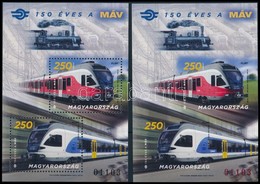 ** 2018 150 éves A MÁV Fogazott és Vágott Blokk Azonos Sorszámmal / Hungarian State Railways Perforated + Imperforate Bl - Andere & Zonder Classificatie