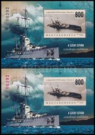 ** 2018 Szent István Csatahajó Fogazott és Vágott Blokk Azonos Sorszámmal / Battleship Perforated + Imperforate Block - Sonstige & Ohne Zuordnung