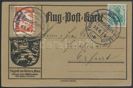1913 Rajnai Repülés Levelezőlap Lemezhibás Bélyeggel Mi II 20Pf - Sonstige & Ohne Zuordnung