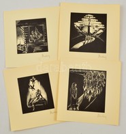 Buday György (1907-1990): Illusztrációk, 4 Db. Fametszet, Utólagos Jelzéssel, 11,5×10,5 Cm - Andere & Zonder Classificatie