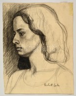 Perlrott Jelzéssel: Női Portré. Szén, Papír, 52×39 Cm - Andere & Zonder Classificatie