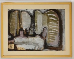 Somlai Vilma (1938-2007): Fák A Ház Előtt, Olaj, Papír, Jelzett, Paszpartuban, üvegezett Fa Keretben, 42×58 Cm - Andere & Zonder Classificatie