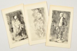 Szász Endre (1926-2003): Három Portré, 3 Db Rézkarc, Papír, Jelzés Nélkül, 16×10 Cm - Andere & Zonder Classificatie
