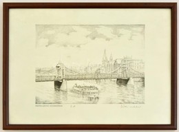 Olvashatatlan Jelzéssel: Bremen. Grosse Weserbrücke. Litográfia, Papír, Jelzett, üvegezett Keretben, 20×26,5 Cm - Andere & Zonder Classificatie