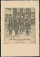 Bär, Arthur (1884 - 1972) Ex Libris Dorschfeld. Karácsony. Rézkarc, Papír, Jelzett  / Etched Bookplate, Christmas 10x12  - Andere & Zonder Classificatie