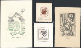 Jörgen Brockdorff-Nielsen, Vodrazka, Illi Traut 4 Db Jelzett Ex Libris. Rézkarc, Papír. / 4 Signed Foreign Ex Libris Boo - Andere & Zonder Classificatie