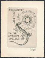 Robert Cami (1900-1975) :Ex Libris Johis Bapt. Rézkarc, Papír, Jelzett, 8×6 Cm - Other & Unclassified