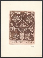 Cseh Gusztáv (1934-1985) Ex Libris Molnár János. Rézkarc, Papír, Jelzett, 9x6 Cm - Andere & Zonder Classificatie