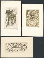 Didelyte, Grazina (1938-2007): 3 Db Ex Libris, Rézkarc, Papír, Jelzett, Különböző Méretben / Etched, Signed Bookplates - Andere & Zonder Classificatie