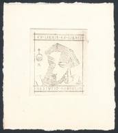 Gediminas Karalius (1942- ): Ex Libris Kestucio. Rézkarc, Papír, Jelzés Nélkül, Hátulján Feliratozva, 6,5×5.5 Cm - Andere & Zonder Classificatie