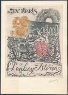 Karancsi Sándor(1932-2003): Ex Libris Lenkey István. Színes Rézkarc, Papír, Jelzett, 10x8 Cm - Andere & Zonder Classificatie