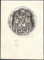 Karancsi Sándor(1932-2003): Ex Libris Veress Zsófia. Rézkarc, Papír, Jelzett, D: 5,5 Cm - Andere & Zonder Classificatie