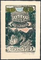 Valter Kraner(?-?): Ex Libris Ingrid Och Ulrik Granath. Horganymetszet, Papír, Jelzett,12x7,5 Cm - Andere & Zonder Classificatie