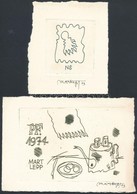 Mart Lepp (1947-). Rézkarc, Papír, Jelzett  / Etched Bookplates 9x6, 9x13 Cm - Andere & Zonder Classificatie