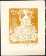 Okas, Evald (1915-2011): Ex Libris Aleksander Sarri, Rézkarc, Papír, Jelzett, 12×10 Cm - Andere & Zonder Classificatie