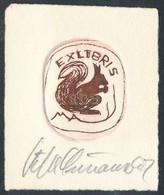 Simonsen, Kjeld (?-?): Ex Libris Lorenz May, Mókus, Rézkarc, Papír, Jelzett, 3,5×2,5 Cm - Andere & Zonder Classificatie