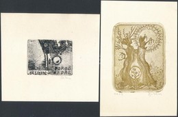 Szekeres Ferenc (1952-): 2 Db Ex Libris.Forgó, Galambos. Rézkarc, Papír, Jelzett, 4×5-8×6 Cm - Andere & Zonder Classificatie