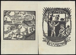 Otto Wirsching (1889-1919): 2 Db Ex Libris, Fametszet, Papír, Jelzett A Dúcon, 11×12 Cm,15×11 Cm - Andere & Zonder Classificatie