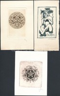 3 Db Rézkarc, Ex Libris, Különféle Magyar és Külföldi Alkotóktól / 3 Etchings From Different Hungarian And Foreign Artis - Andere & Zonder Classificatie