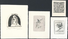 Gyarmati, Brockdorff, Dawski, Vodrazka 4 Db Ex Libris Rézkarc, Jelzettek / 4 Etched Bookplates ~10x12 Cm - Andere & Zonder Classificatie