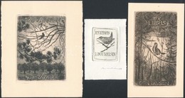 3 Db Madaras Ex Libris Rézkarc, Papír, Jelzett  Tramontin 11x10 Cm / Bird Bookplates. 3 Etchings - Andere & Zonder Classificatie