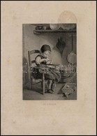 4 Db Vegyes Témájú Acélmetszet (Der Grossvater, Die Spieler, Aus Der Schule, Die Nascherin) - Prints & Engravings