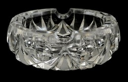 Ólomkristály Hamutartó, Csiszolt, Metszett, Apró Csorbákkal, D: 15 Cm - Glass & Crystal